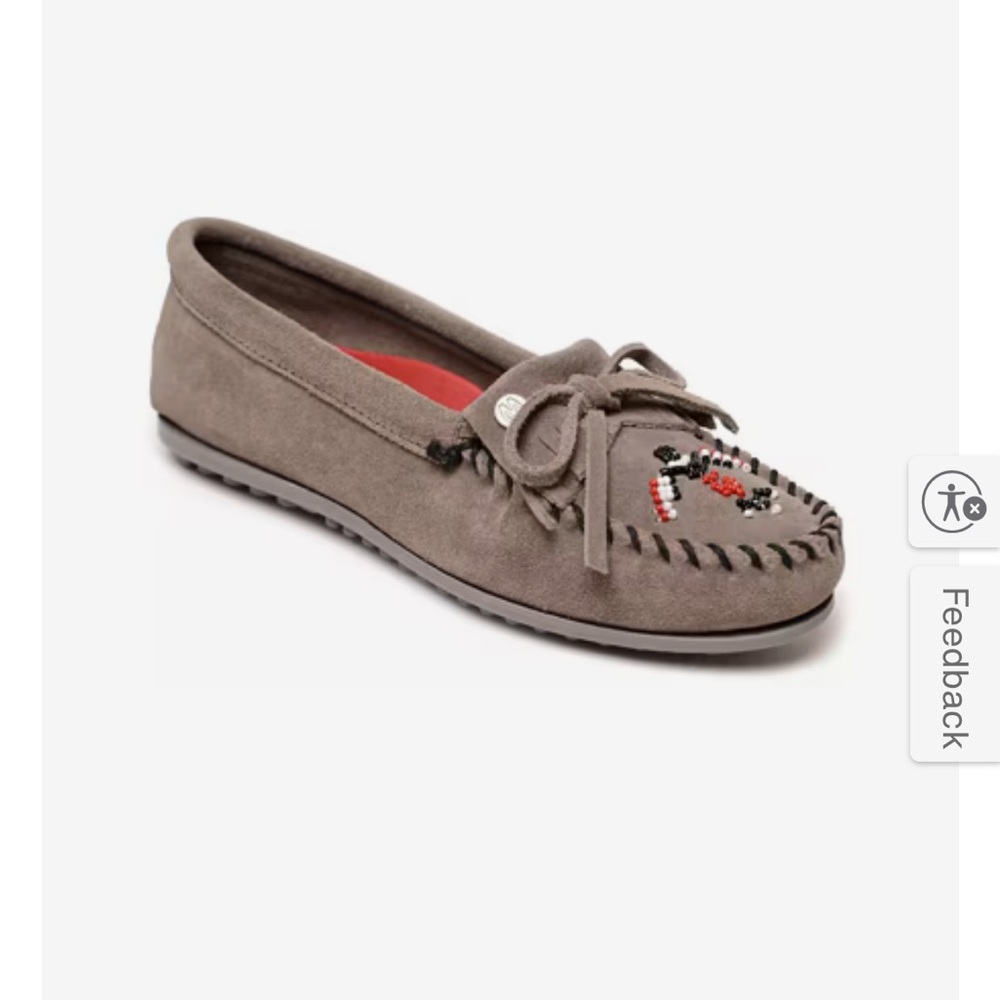 Gray Suede Moccasins with Beaded Detail